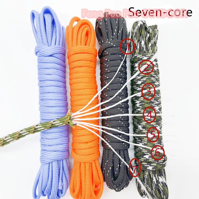 550 Paracord Fallschirmschnur Lanyard Zeltseil 7 Strang 5M 10M 20M 30M Mehrfarbig Für Wandern Camping Wäscheleine Seil – Detail 3
