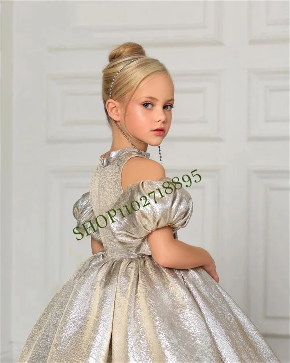 Puffy Little Girl Dress Gardenwed Princess Dress Baby Girl Dresses Flower Girl Dresses Bow Satin First Communion Bow