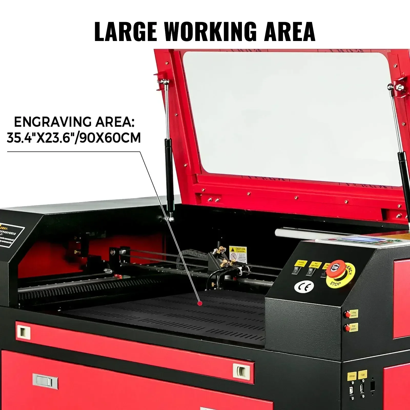 VEVOR Laser Engraver 100W Laser Engraving Machine CO2 90 x 60 cm RUIDA Lightburn Woodworking DIY Tool CNC Printer USB