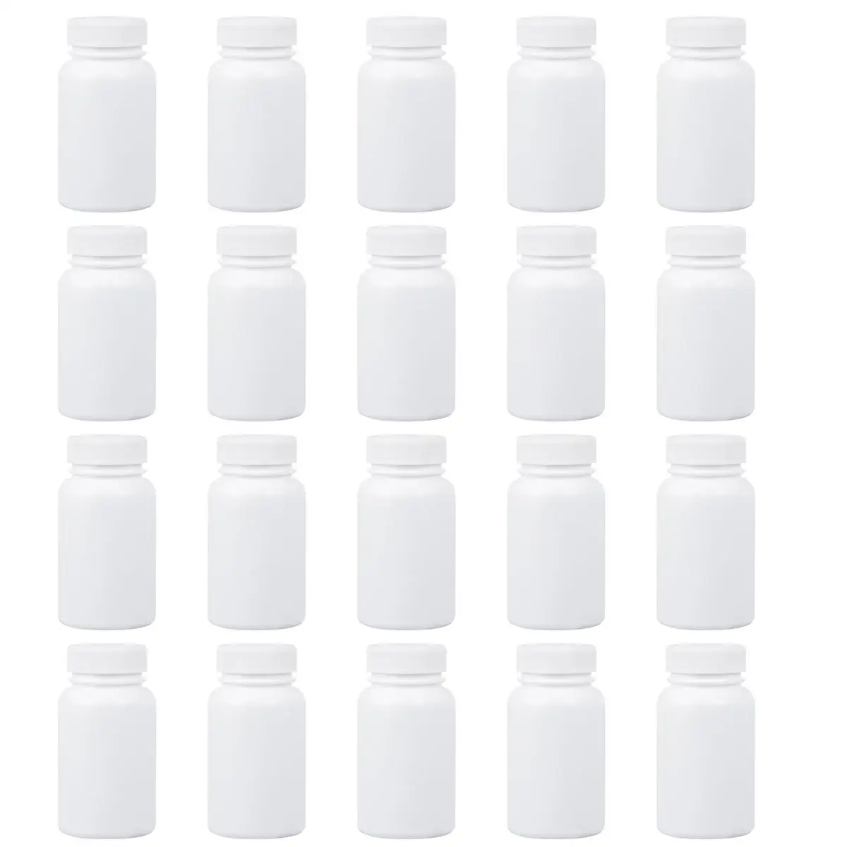 

20pcs White 100ml Thick Solid Bottles for Pill Organizer Portable Spiral Structure Easy to Open Travel Case Storage