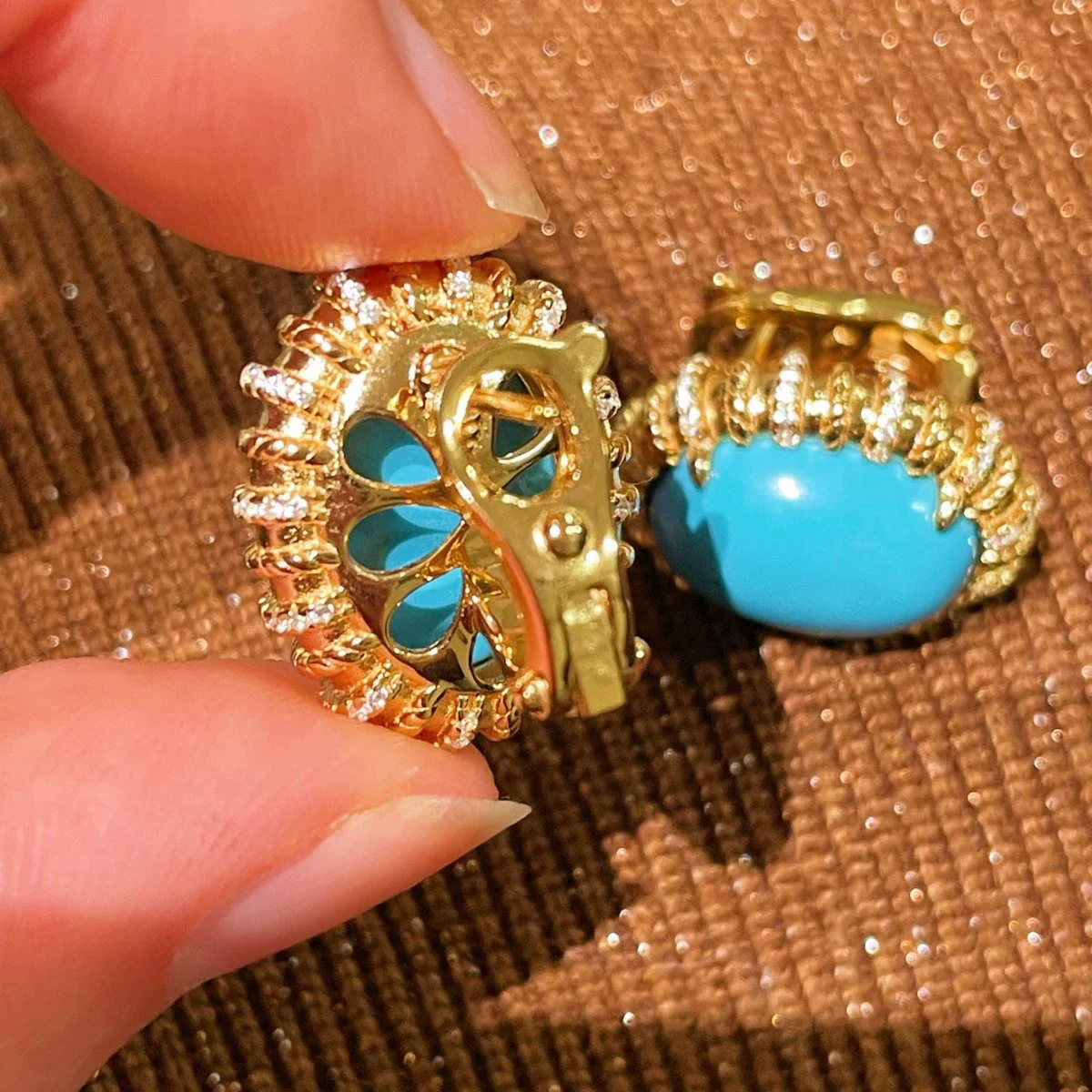 

KQDANCE Solid 925 Silver Carbon Diamond Egg Cut Blue Turquoise Earrings Gold Plated Fine Jewelry For Women Anniversary Gifts