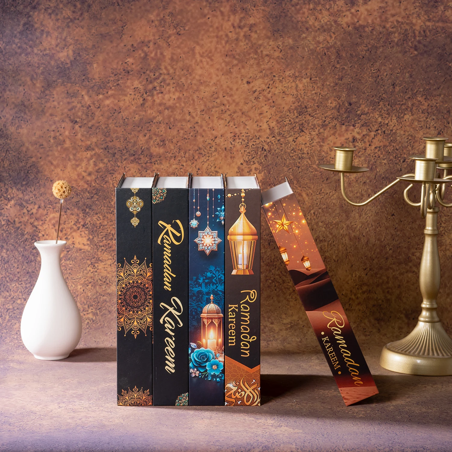 Livros falsos de luxo da série Ramadan para decoração, caixa de armazenamento de livro de simulação que pode ser aberta, mesa de café da moda, livro decorativo