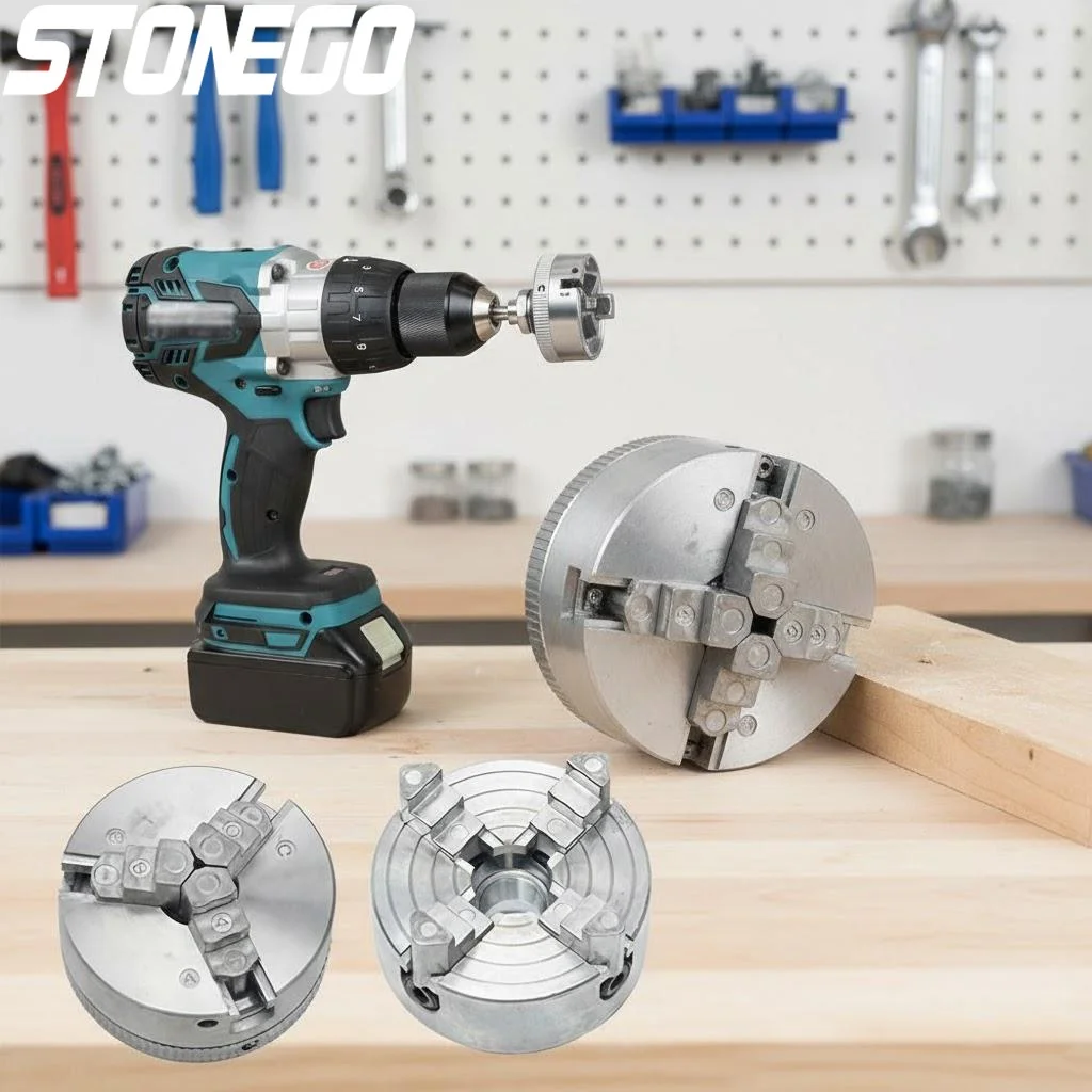 ヘビーデューティーセルフセンタリング電動旋盤ドリルチャック-3ジョー-4インチ-m12-1mm-リンケージ付き精密穴あけ工具用