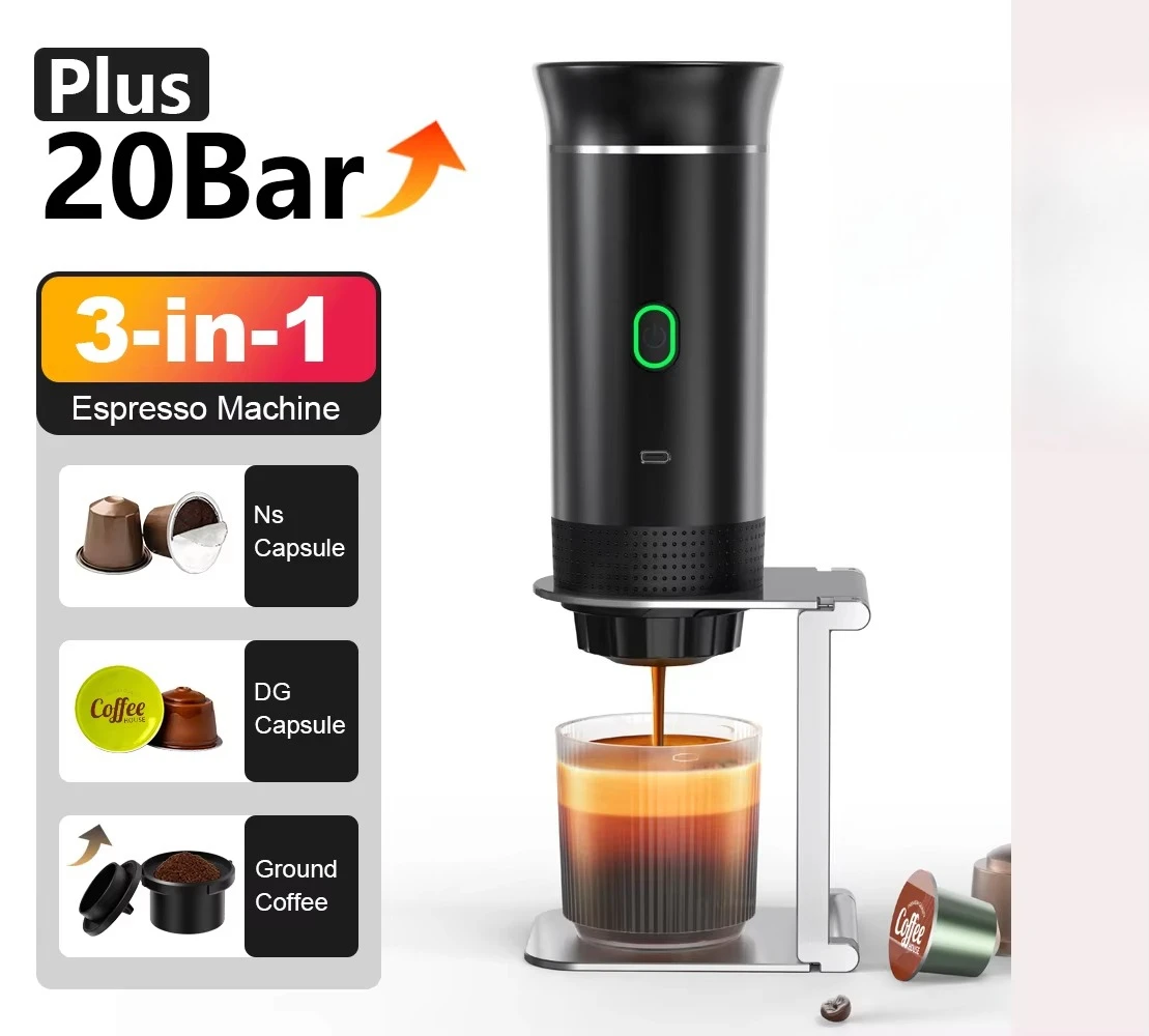 

Factory Stock Delivery Travel Cold Hot Brewing Cafe Machine USB 3 in 1 Portable Mini Espresso Handheld Coffee Machine
