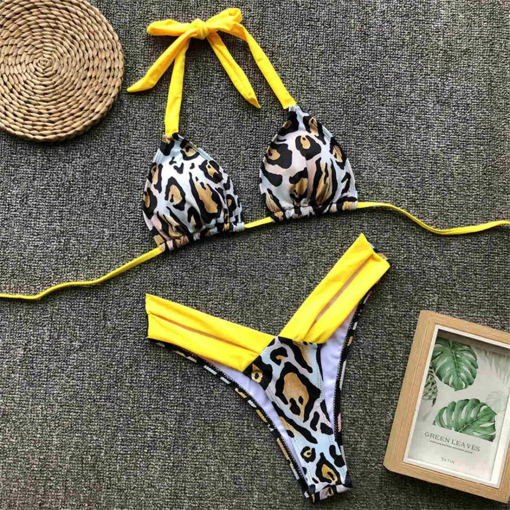 Neues zweiteiliges Bikini-Set, gelb-rosa, mit floralem Muster, brasilianischer Bikini, Damen-Badebekleidung, Badeanzug, Badebekleidung, V1199. – Detail 16