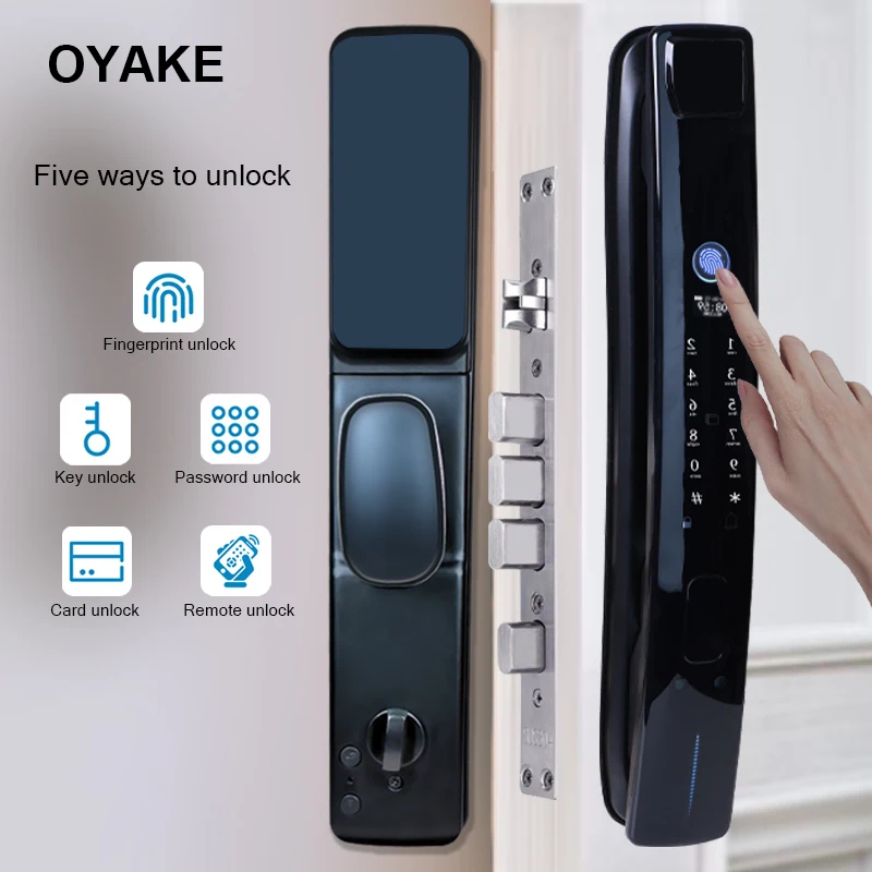 

Fully automatic Intelligent Digital door lock Biometric fingerprint password card key unlocking USB Emergency Charge