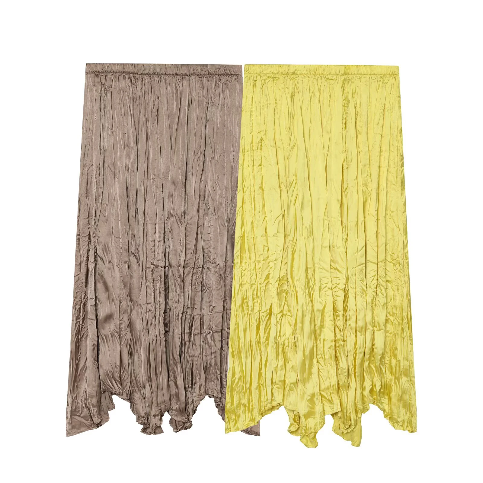 European and American style 2026 summer new women's clothing mid waist versatile asymmetric small pleated long skirt