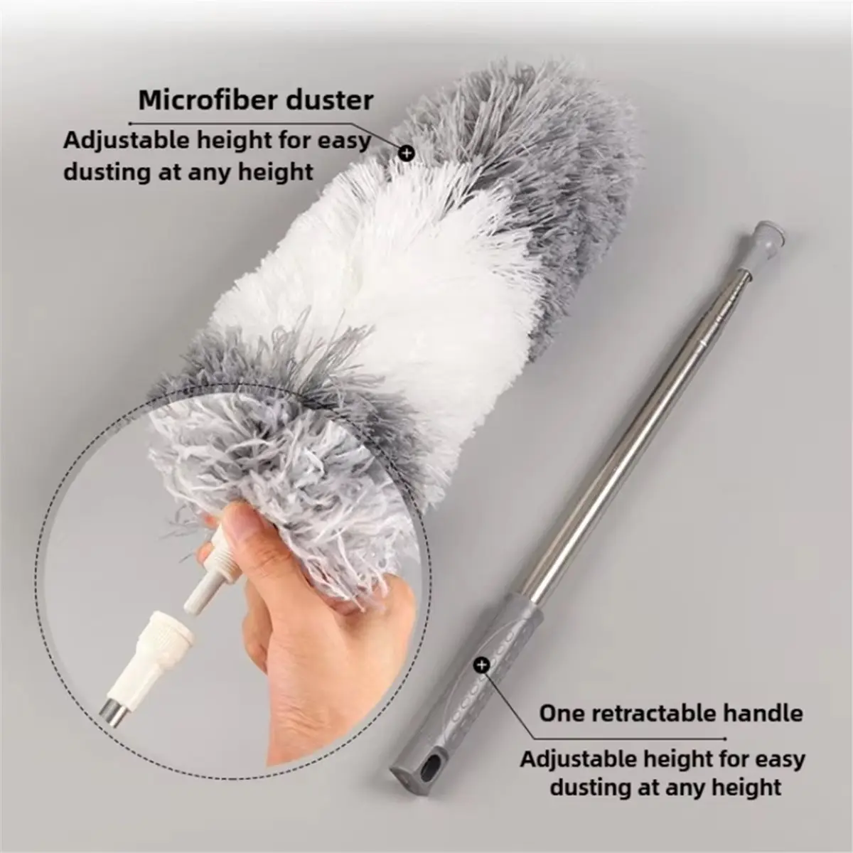 

(ABUB) Выдвижная щетка-микрофибра с длинной ручкой для удаления пыли, для чистки автомобилей, мебели, бытовых нужд