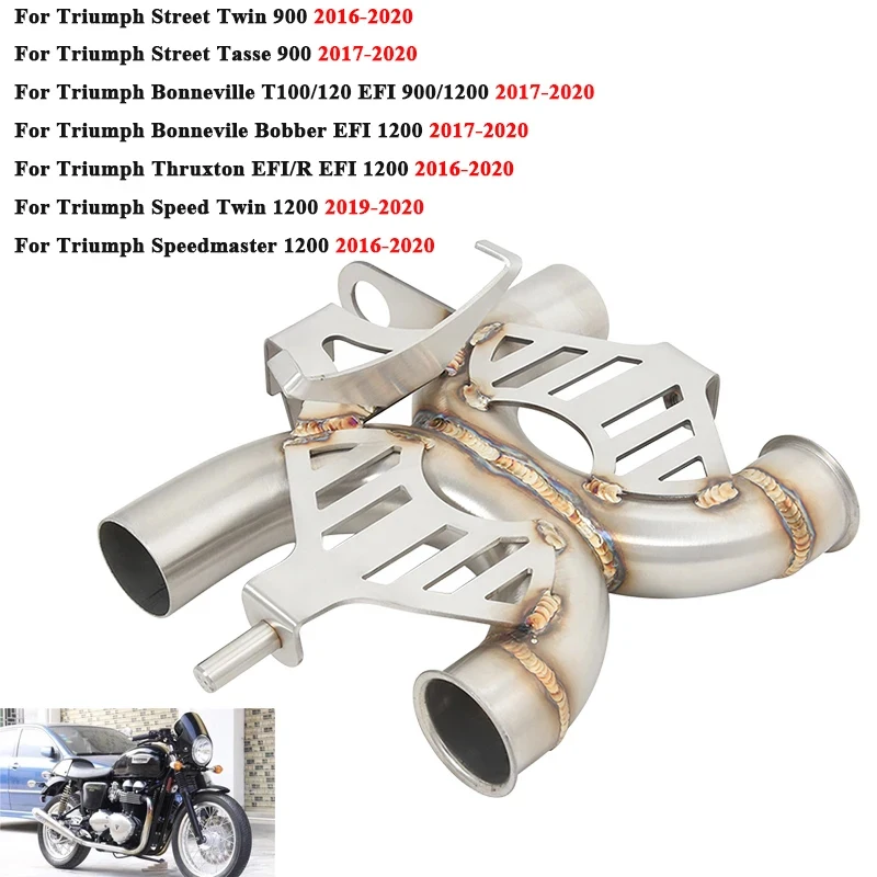 

Motorcycle Exhaust Escape For Triumph Street Twin Tasse EFI 900 1200 Bonneville T100 T120 2016 - 2020 Stainless Steel Link Pipe