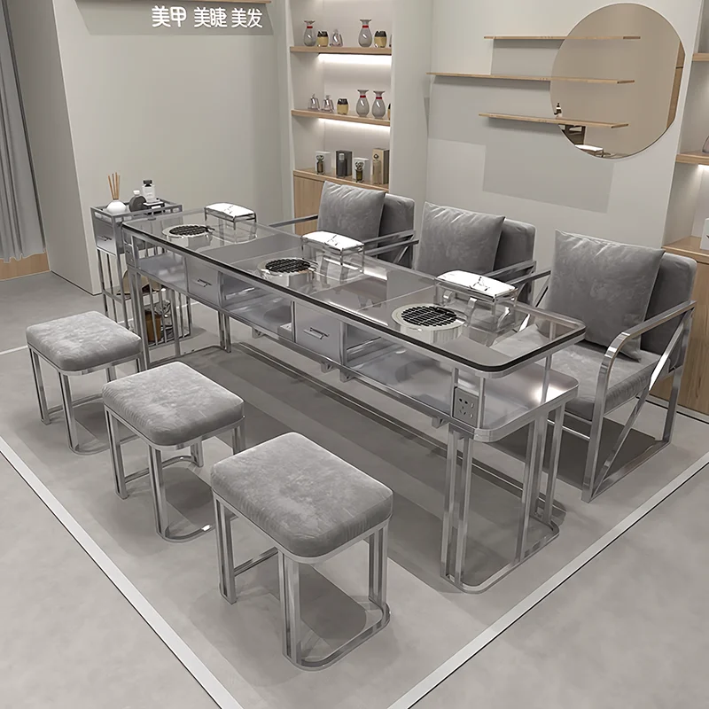 

Роскошные столы для ногтей в скандинавском минимализме, стеклянные профессиональные эстетические столы для ногтей, столы, коммерческая мебель Nagel Tisch FYMT