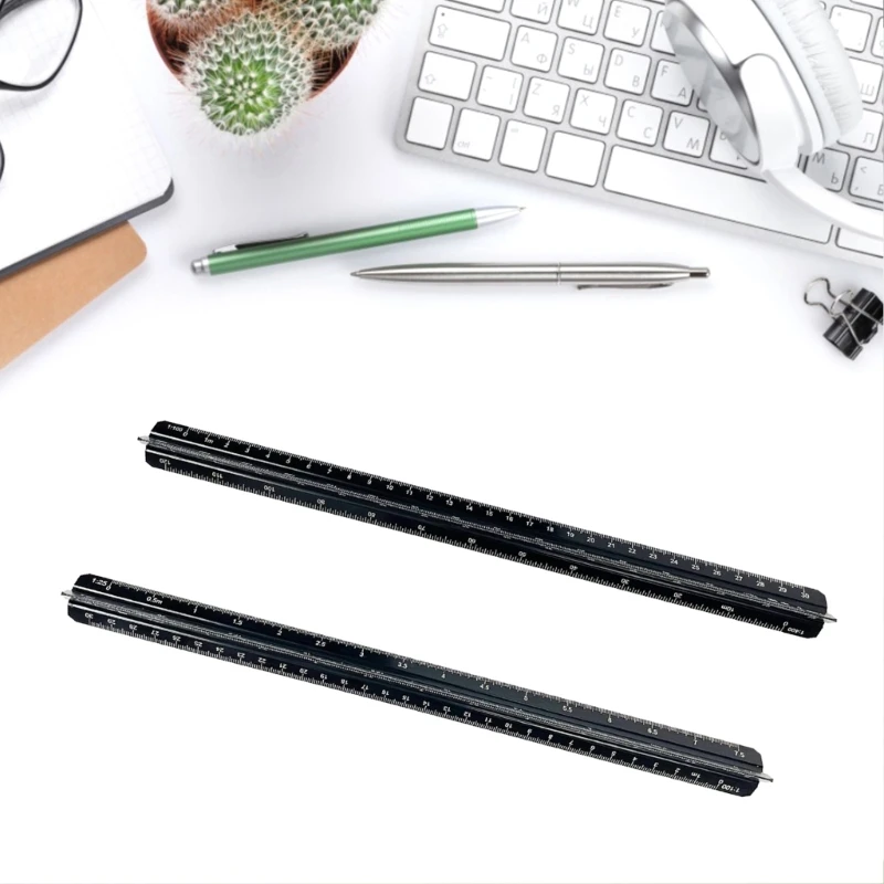 Metal Triangular Architect Escala Régua, durável e preciso medição ferramenta, F3MA, 30 centímetros