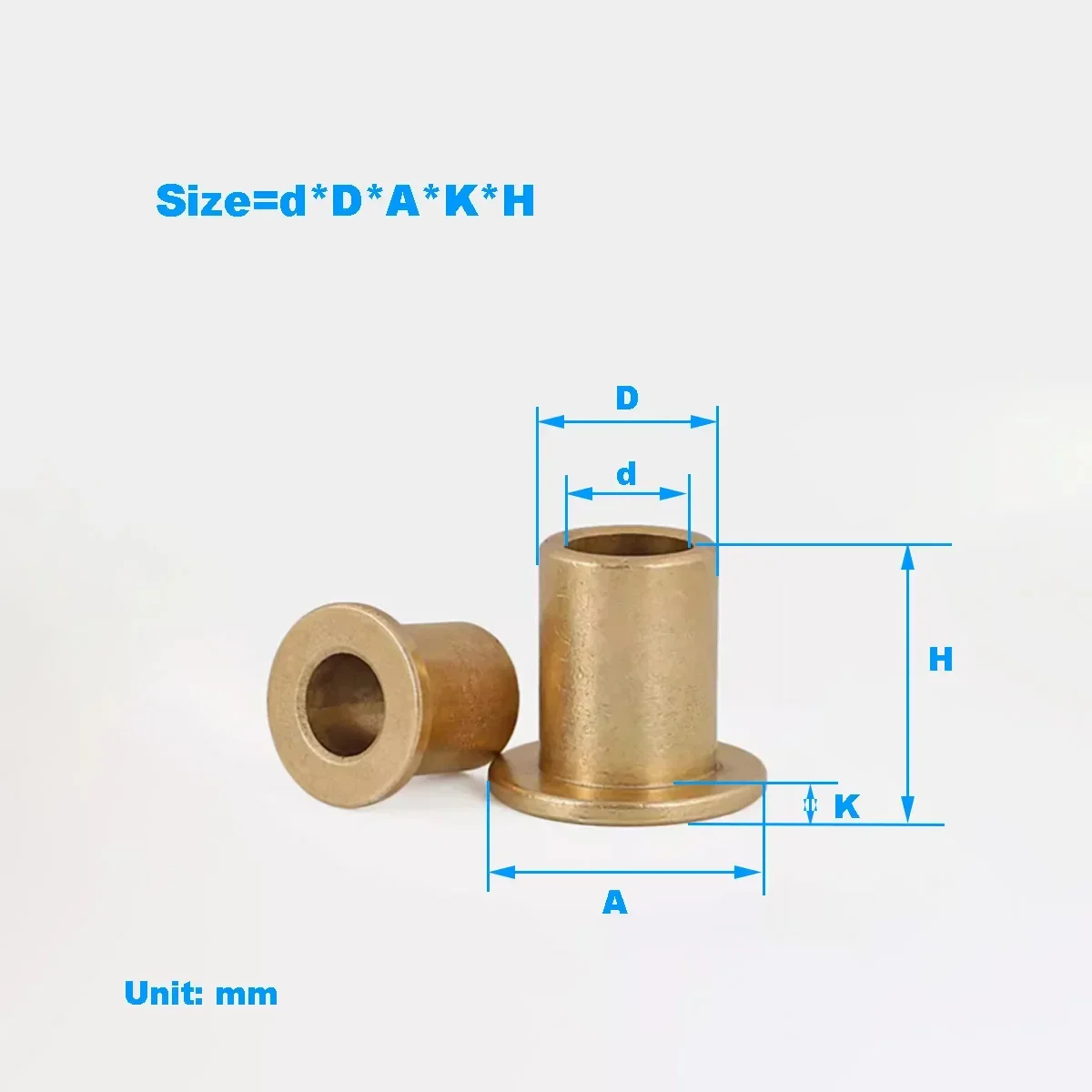 

Powder Metallurgy Oil Containing Copper Sleeve / Flange With Edge Stepped Copper Bearing M4-M30