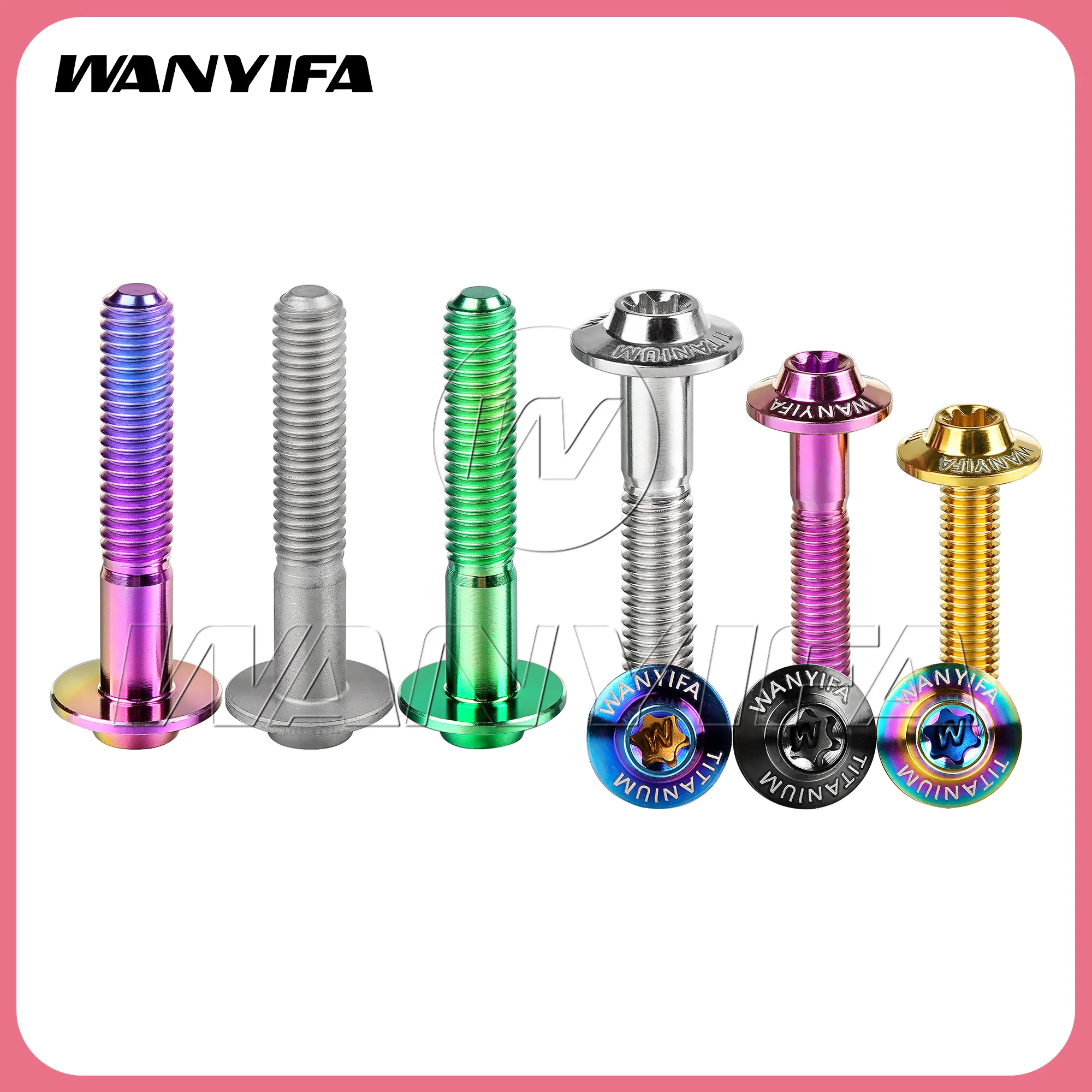 Wanyifa  Titanium Bolt M5/M6x10/12/15/20/25/30/35mm Butterfly Umbrella Torx Screws with Logo Screws for Motorcycle Disc