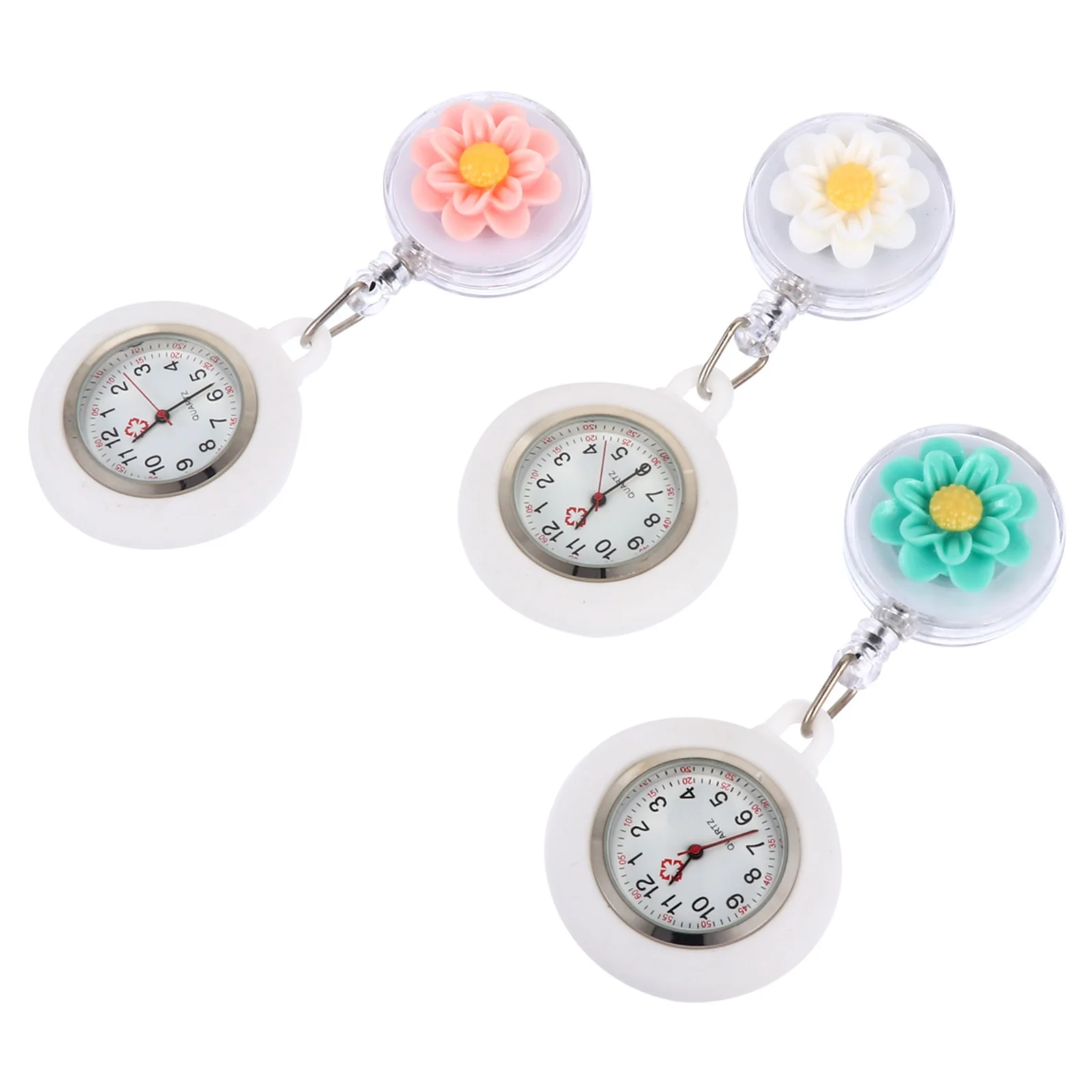 

Holibanna 3Pcs Nurse Watch for Women Quartz Fob Lapel Clip Alloy Case Stylish Ladies Timepiece