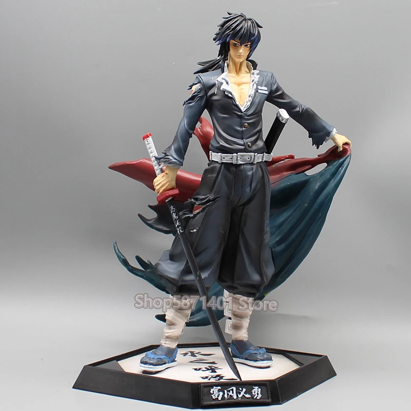 Anime Tomioka Giyuu Figures Demon Slayer Action Figure with Shirt Nine Pillars of Resonance Series 4th Water Pillar 29cm PVC Toy