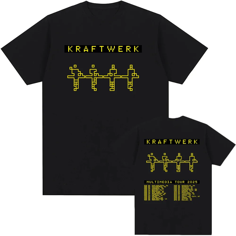 Electronic Band KRAFTWERK Tshirts Cotton Short Sleeve Male T-shirt Summer Round Neck Hip Hop Tops Streetwear Unisex Cotton Shirt