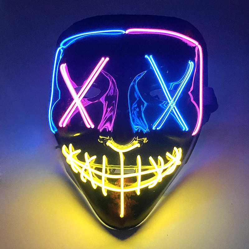 Glowing Vendetta Mask Bar Cosplay Costume Decoration Horror Multi-color LED Mask V For Vendetta Luminous Mask For Men Women