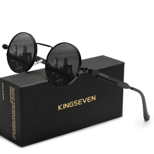 KINGSEVEN, gafas de sol originales de diseño gótico Punk polarizadas para hombres, gafas UV400 para mujeres, montura redonda, gafas Retro de verano para exteriores