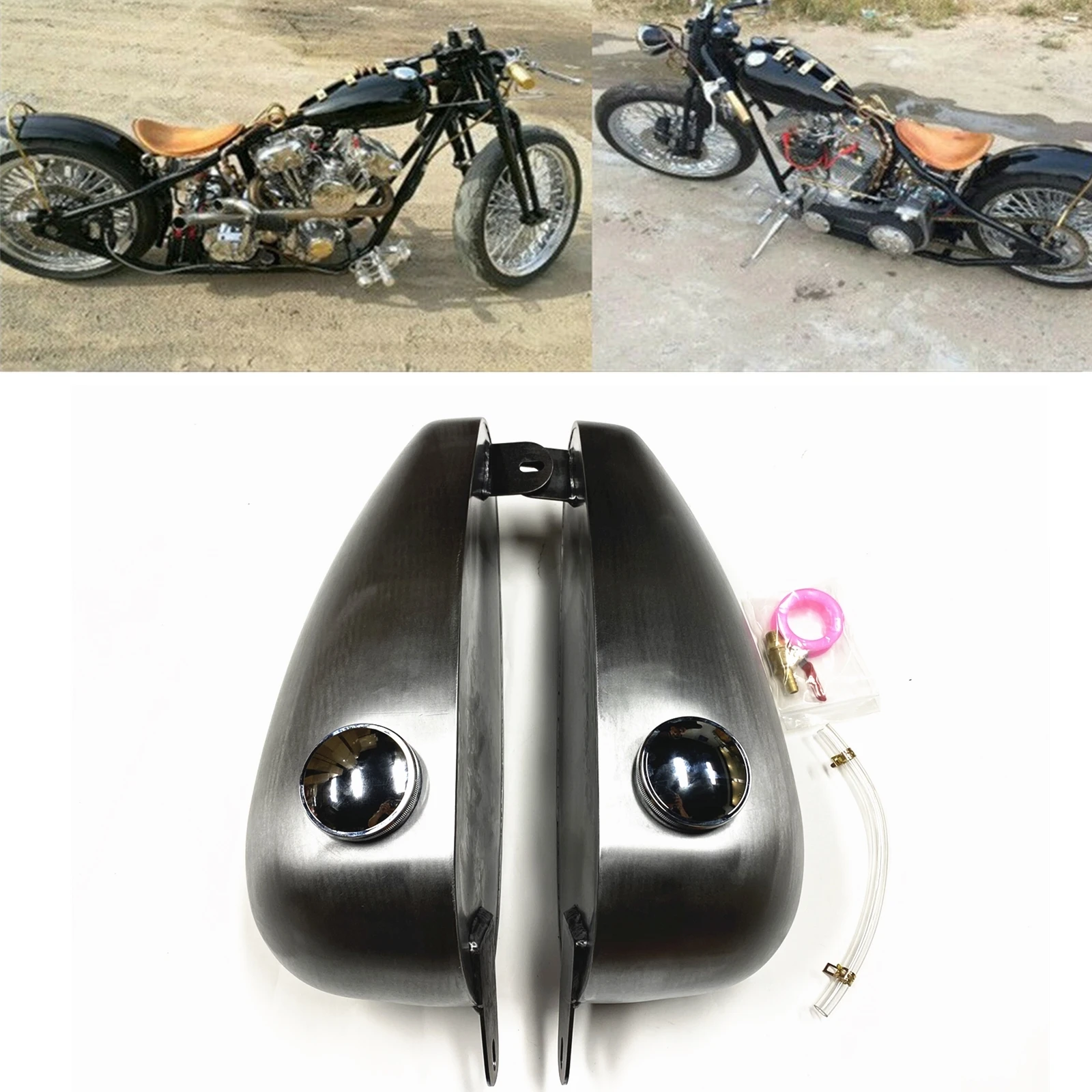 Petrol Gas Fuel Tank For Retro Drip Flatside Fat Bob Splitted Handmade Motorbike Vintage Motorcycle Modified Double Gasoline Can