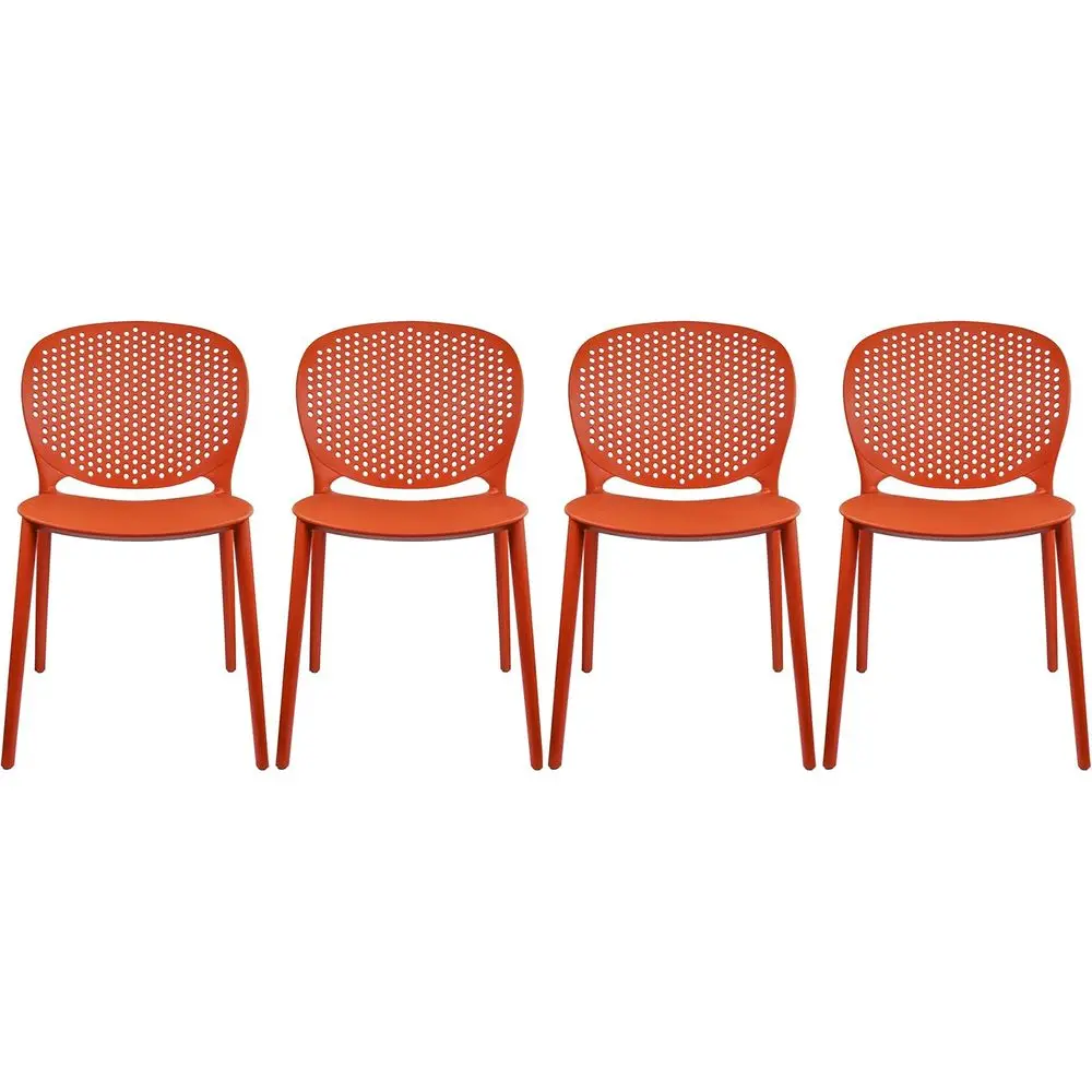 

Stackable Outdoor Dining Chairs Set of 4 | Weather-Resistant Plastic for Patio, Poolside, and More | Orange