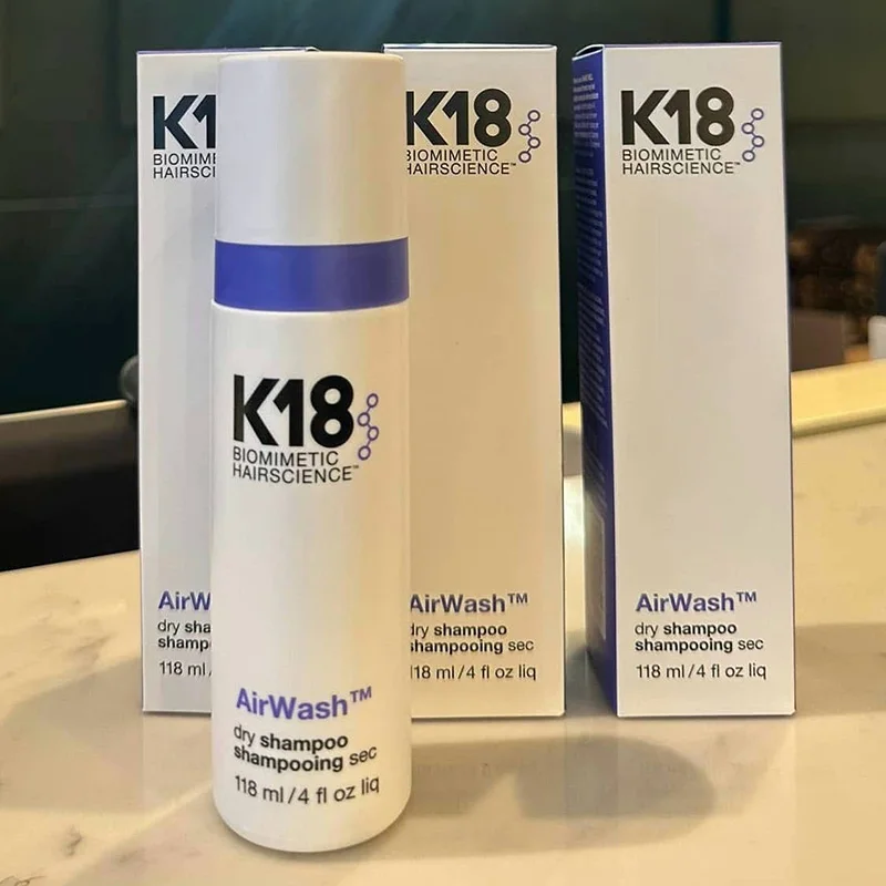 K18 AirWash Original Shampoo a Seco 118ml Condicionadores Não Aerossol Equilibra o Couro Cabeludo Controla a Produção de Oleosidade Excessiva Repara Cabelos Secos Com Caixa