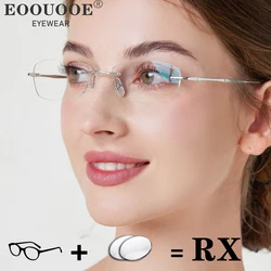 Delicate Rimless Glasses With Customized Prescription Lenses 1.61 1.67 Myopia Reading Eyewear Women Men Eyeglasses Pure Titanium