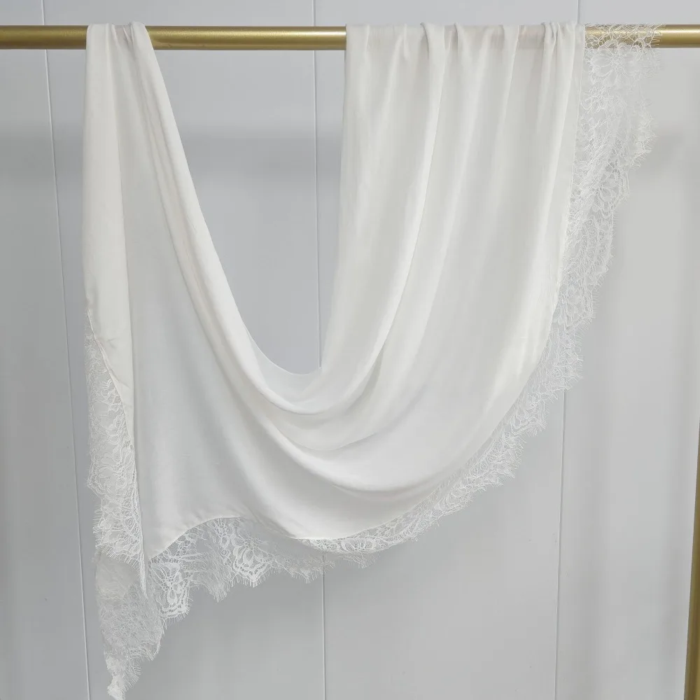 

Fashion Sunscreen Lace Edge Headscarf Cotton Long Hijab Scarf Turban Veil Thin Large Shawl Neck Decoration