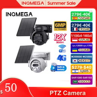INQMEGA 6MP 12X Solar Camera Outdoor Security Camera 7800mAh Rechargeable Battery 5W Solar Panel PIR Human Detection PTZ Camera