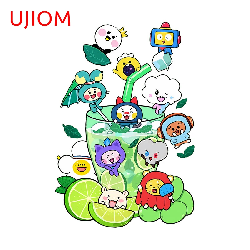 UJIOM 13cm X 8.9cm Amusing Cartoon TRUZ Family Wall Stickers Chibi Baby Nursery Room Decal Cute Trunk Wallpapers Home Decor