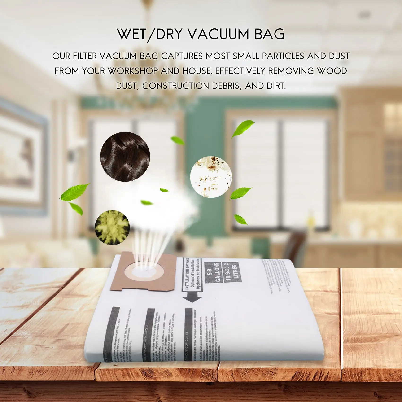 5PC Replacement Wet/Dry Vacuum Bags Dust Bags for Shop-Vac Ridgid 5-8 Gallon Vacuum Cleaner 9066100 90661 906-61 image 3