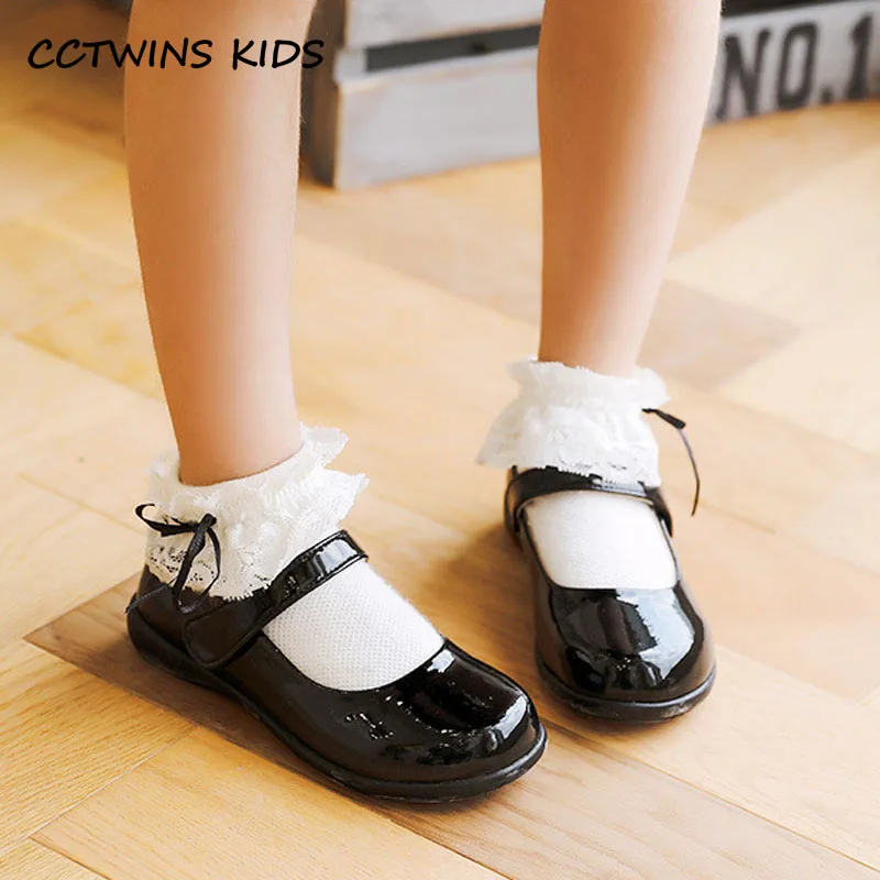 Girls School Shoes 2024 Spring Kids Fashion Brand Mary Jane Dress Princess Flats Toddler Children Sandals Black Bowtie Soft Sole