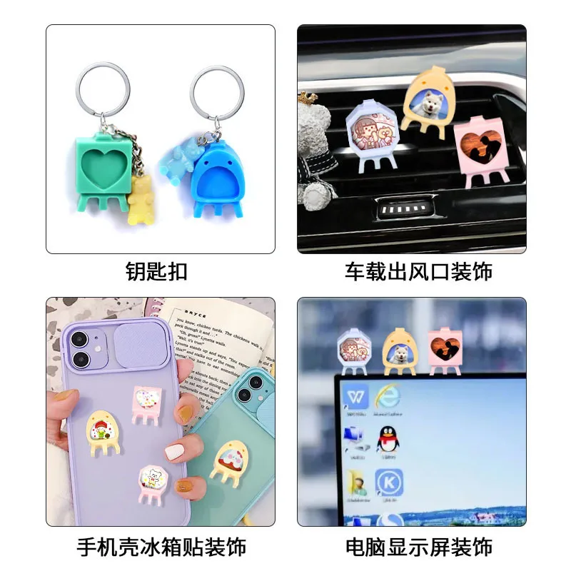 DIY Mini Photo Frame Silicone Mold Mobile Phone Case Pendant Decorative Refrigerator Sticker Jewelry Molds For Resin Making Tool