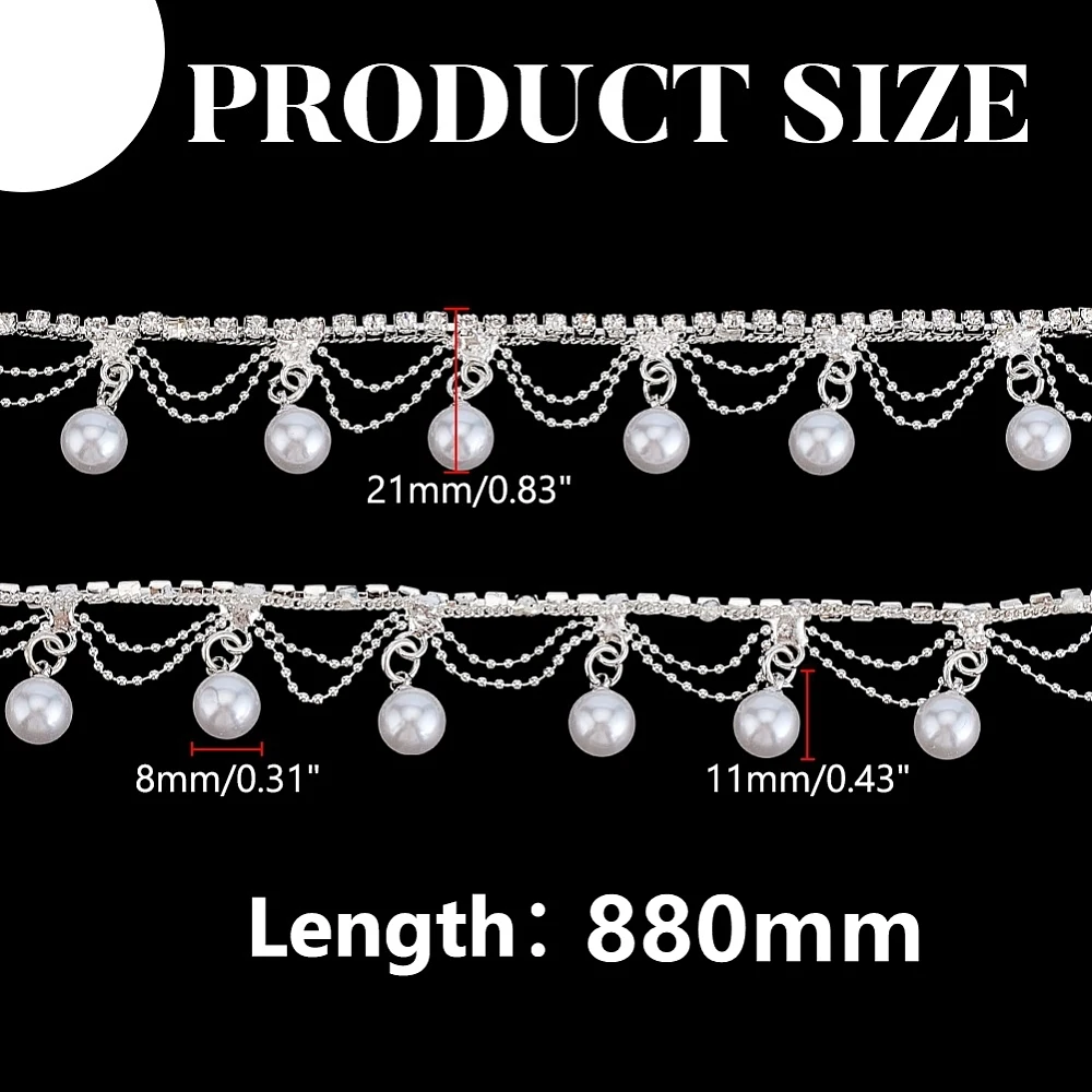 1 Yard Pearl Tassel Rhinestone Fringe Trim Beaded Fringe Belt Tassel Strass Chains Applique Bridal Embellishments Chain for DIY