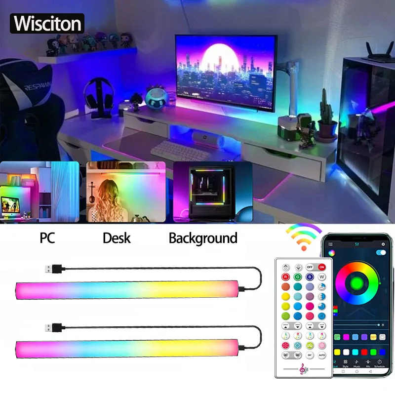 

Умный компьютерный монитор, световая панель, RGB светодиодный Bluetooth-управление, музыкальная ритм-сенсорная лампа, игровое ТВ, украшение для рабочего стола, освещение
