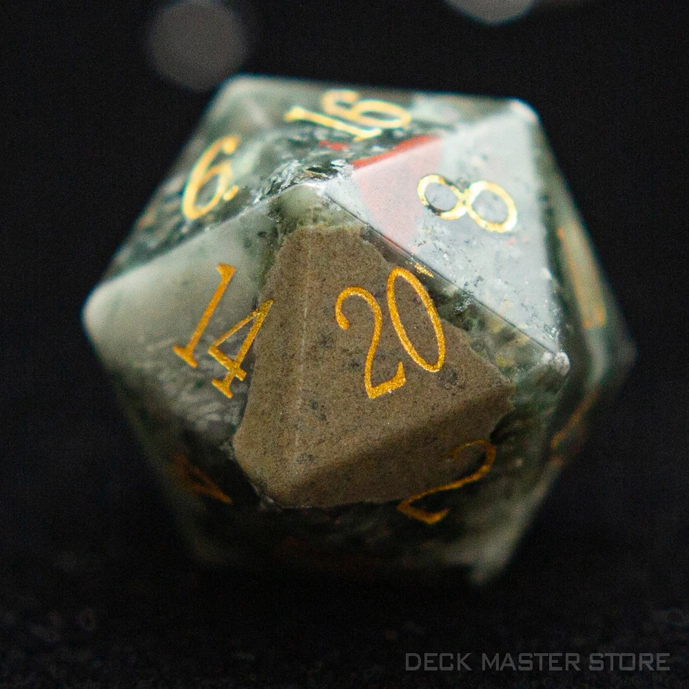 Dados de piedra de sangre africana, piedras preciosas poliédricas de varias formas, dados digitales D20 para D & D TRPG, juegos mágicos de mesa,