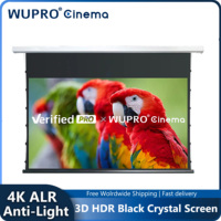 4K ALR Wupro Black Crystal New Projection Screen Drop Down Motorised 92-120Inch Home Theater Smart TV For 3D LED Laser Projector