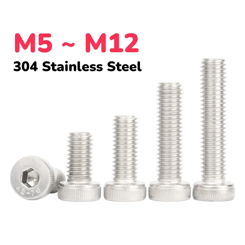 Peijian M5 M6 M8 M10 M12 304 Stainless Steel Allen Hexagon Hex Socket Thin Low Short Cap Cylindrical Screw Bolt