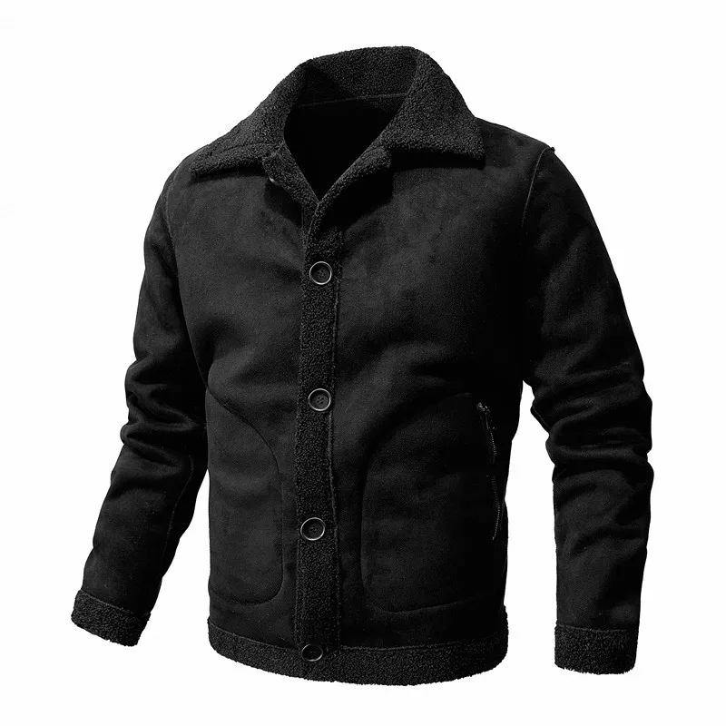 2023 Winter Polo Collar Youth Solid Color Men's Slim Fit Casual Cotton Jacket