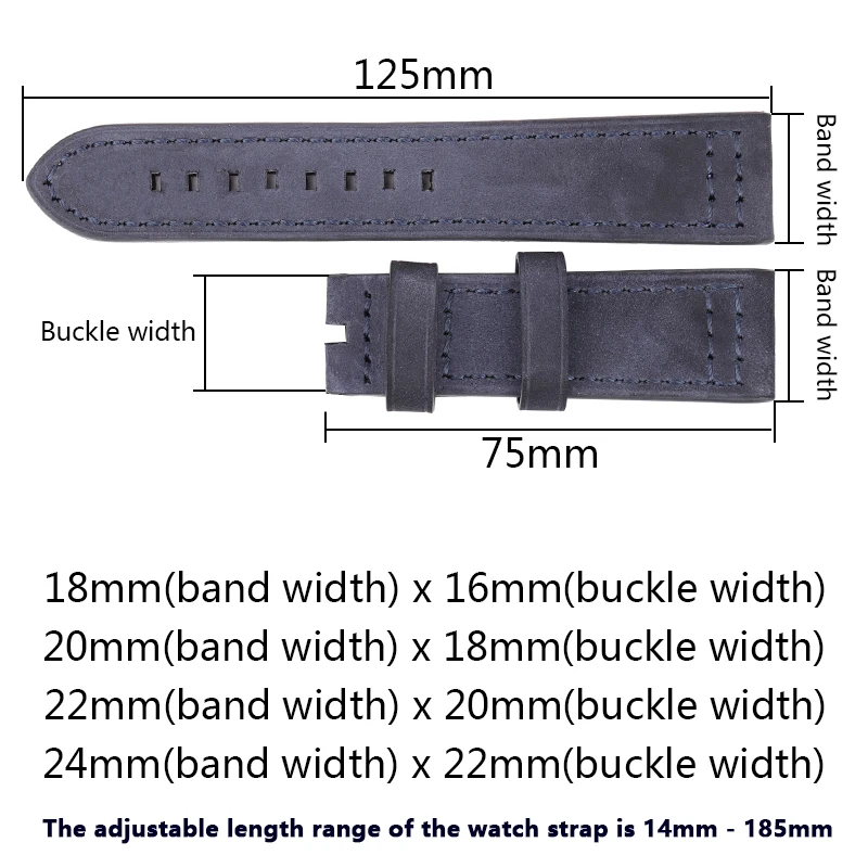 Genuine Leather Watchband 18mm 20mm 22mm 24mm Quick Release Watch Band Dual-Press Automatic Clasp Men Women Strap Accessories