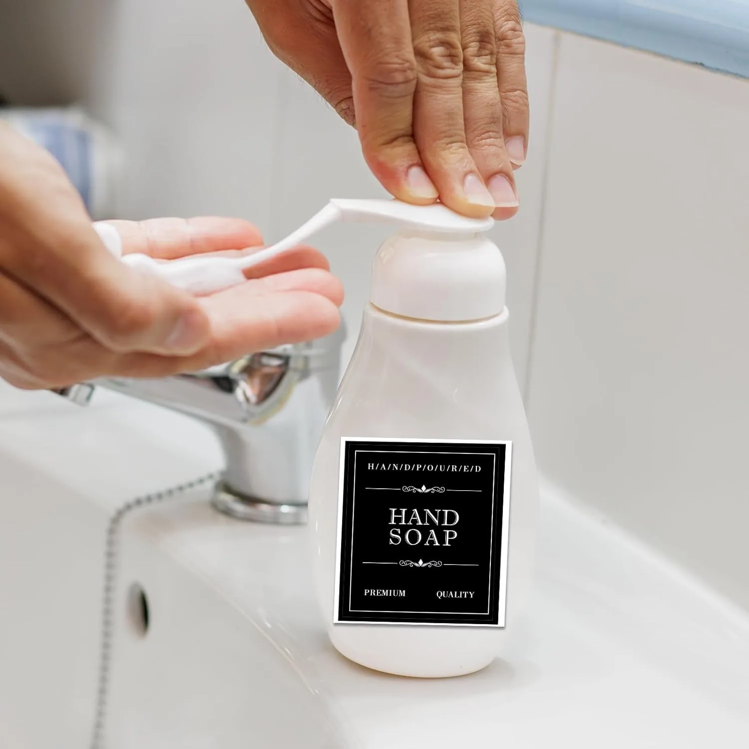 ملصقات الزجاجات المقاومة للماء | ملصقات قابلة للإزالة | الحمام والمطبخ | شامبو صابون اليد #4