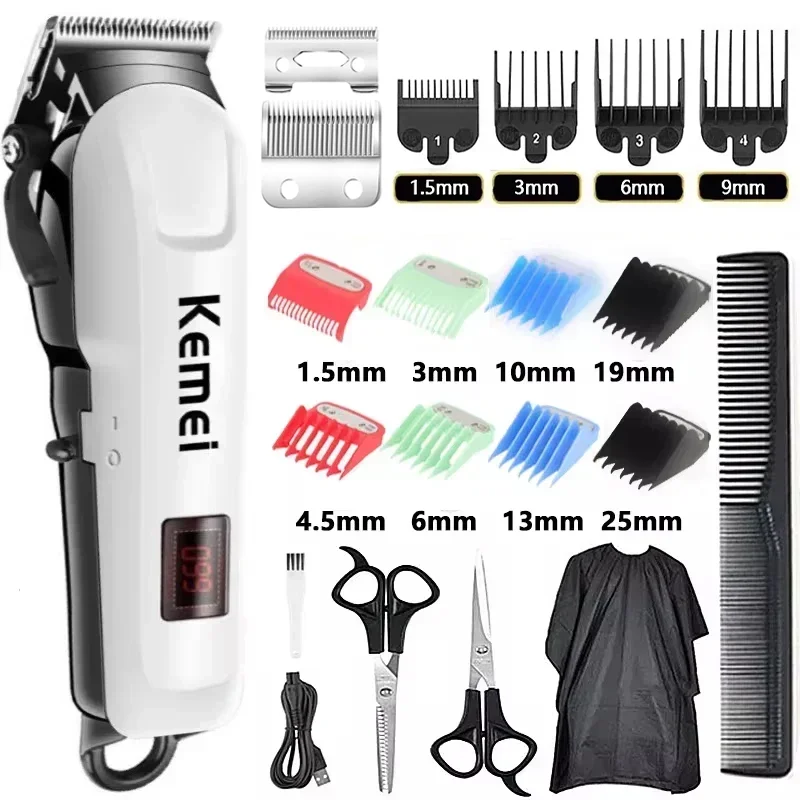 Kemei Haarschneidemaschine Männer KM-809A Haarschnittmaschine Drahtloser Trimmer Männer Professionelle Haarschneidemaschine Wiederaufladbarer Haarschnitt Friseur