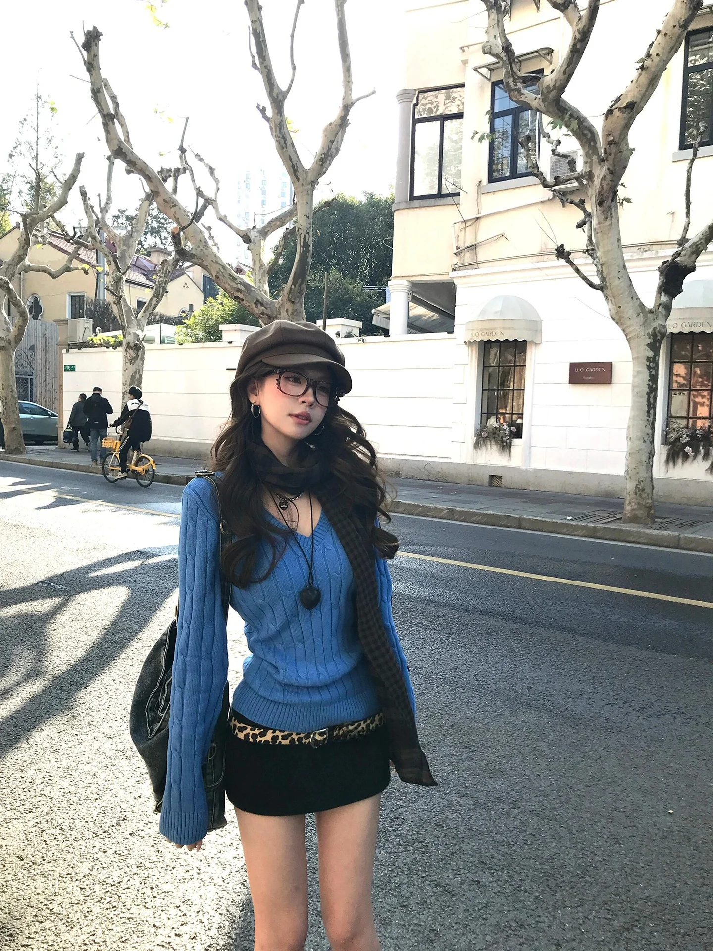 

Женский вязаный свитер Retro Sle Long Sve V-Ne Slim Fit, мягкий синий вязаный топ на осенне-зимний сезон