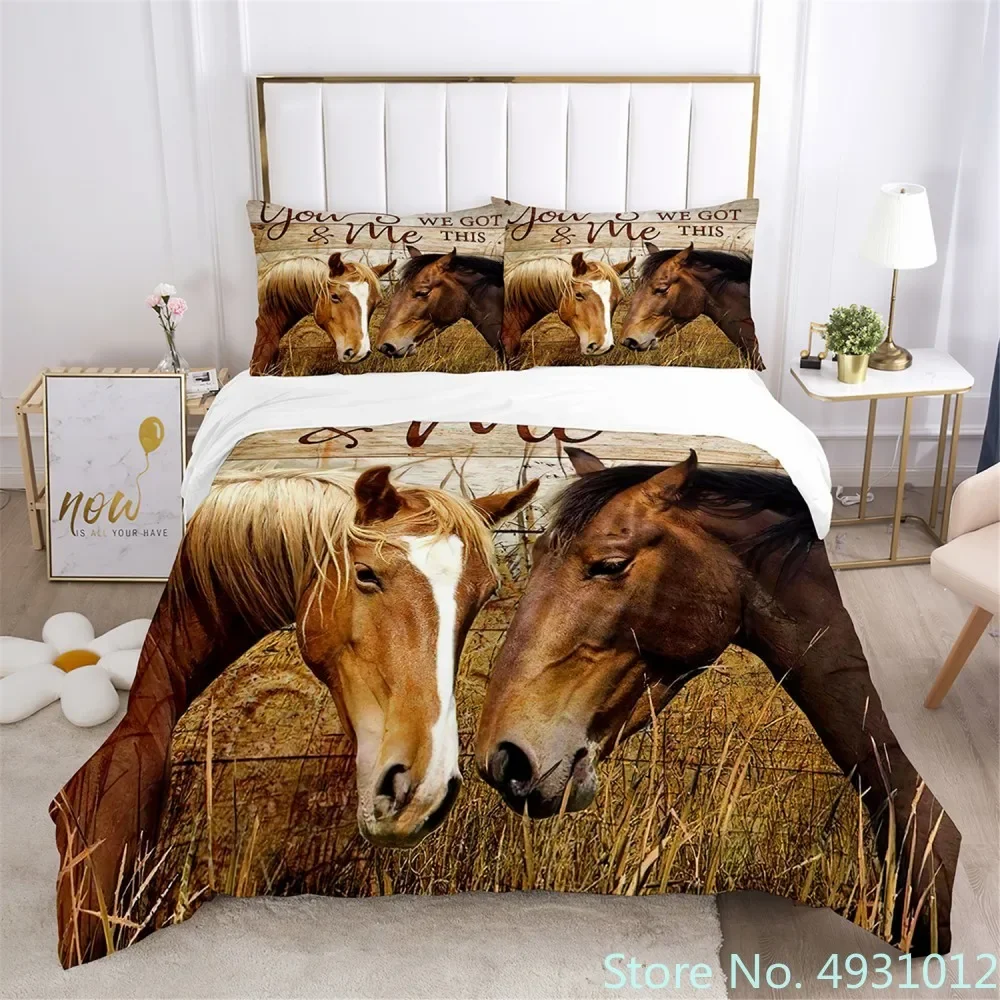 Cozy Bedding Set with A Steed Good Horse Flower 3D Print Duvet Cover for Child Kids Teens Adult Home Textile Quilt Cover