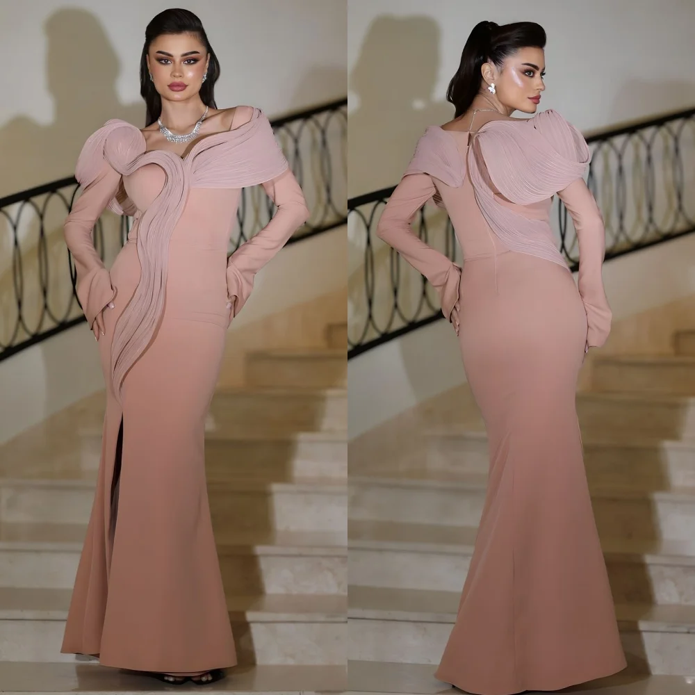 

Customized Intricate Fashion Jersey Pleat Ruched Draped Mermaid Off-the-shoulder Long Dresses Bespoke Occasion Dresses Exquisite