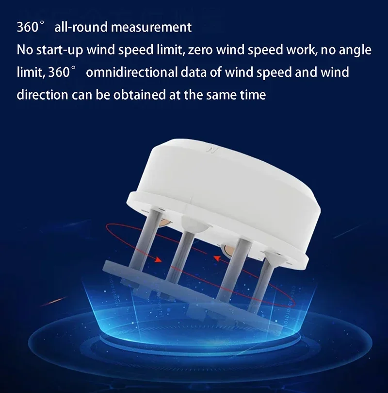 Ultrasonic wind speed and direction sensor industrial measuring instrument integrated outdoor weather monitoring transmitter