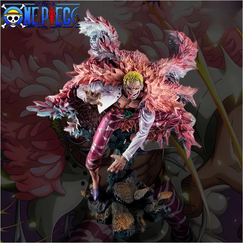 Hot Bandai One Piece Action Anime Figure 33cm Donquixote Doflamingo Portrait Pirates Collection Model Doll Gifts Toys Decoration