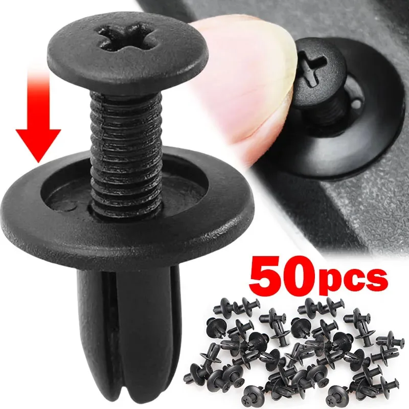 50Pcs Automobile 8mm Hole Plastic Rivet Fastener Buckle Expansion Screw Fender Fixing Buckle Door Trim Plastic Screws Clip