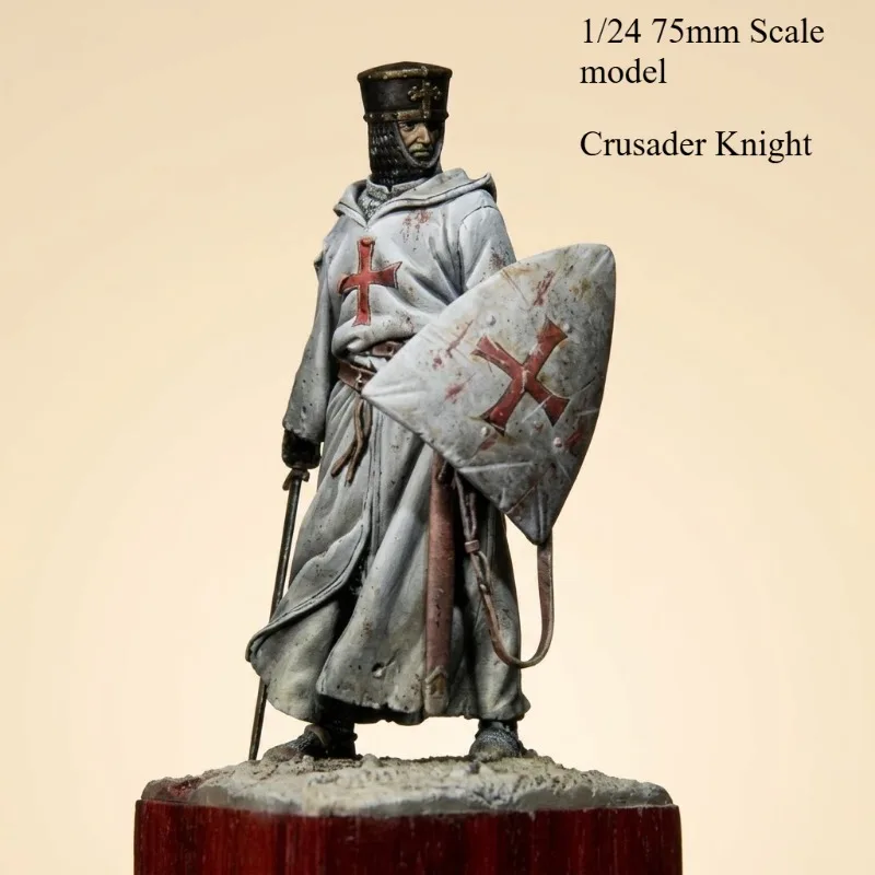 Size 75 mm Resin Figure Model Kit Ancient Military Miniature Crusader Knight Unassembled and Unpainted Diorama Toy