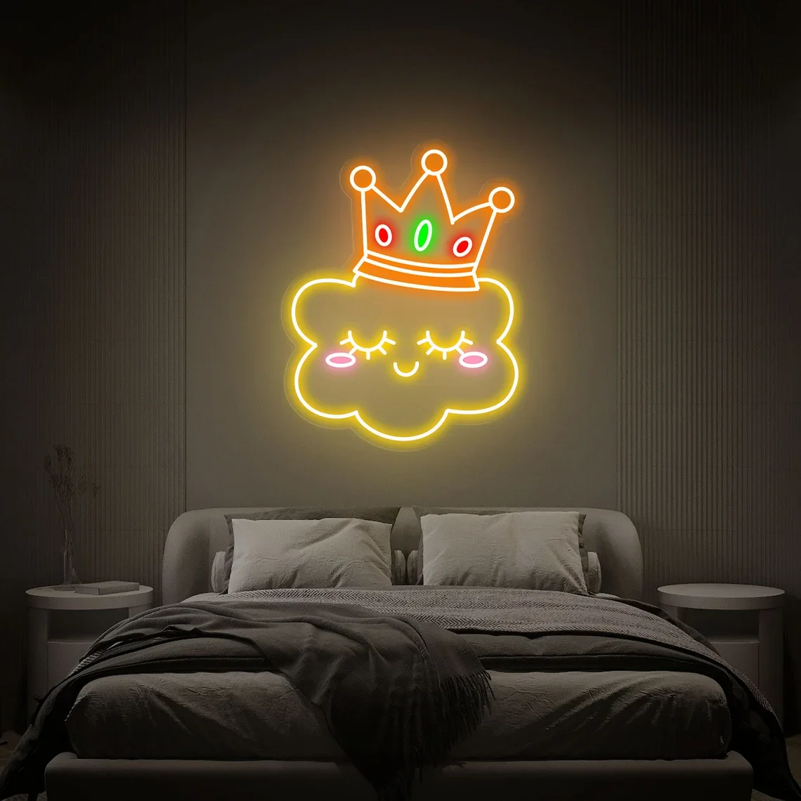 Imagem -03 - Sinal de Neon Nuvem Personalizado para o Quarto de Adolescentes Princesa dos Desenhos Animados Decoração Estética da Sala de Jogos Presente do Quarto dos Miúdos