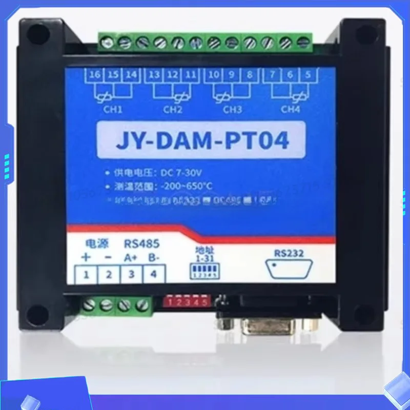 4 Channels PT100 24-bit Input Thermocouple Temperature Acquisition Module Modbus, Customize RS232 RS485 USB Ethernet Wifi GPRS